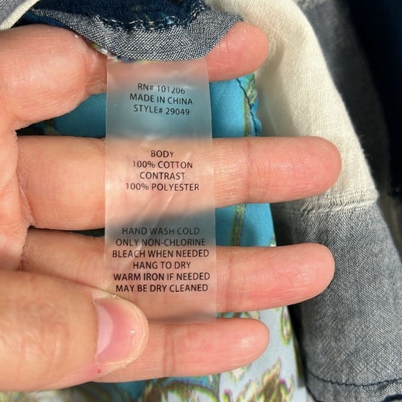 Soft Surroundings Chevalier Plaid Floral Sheer Back Button Up Top Womens Size S - Picture 9 of 11